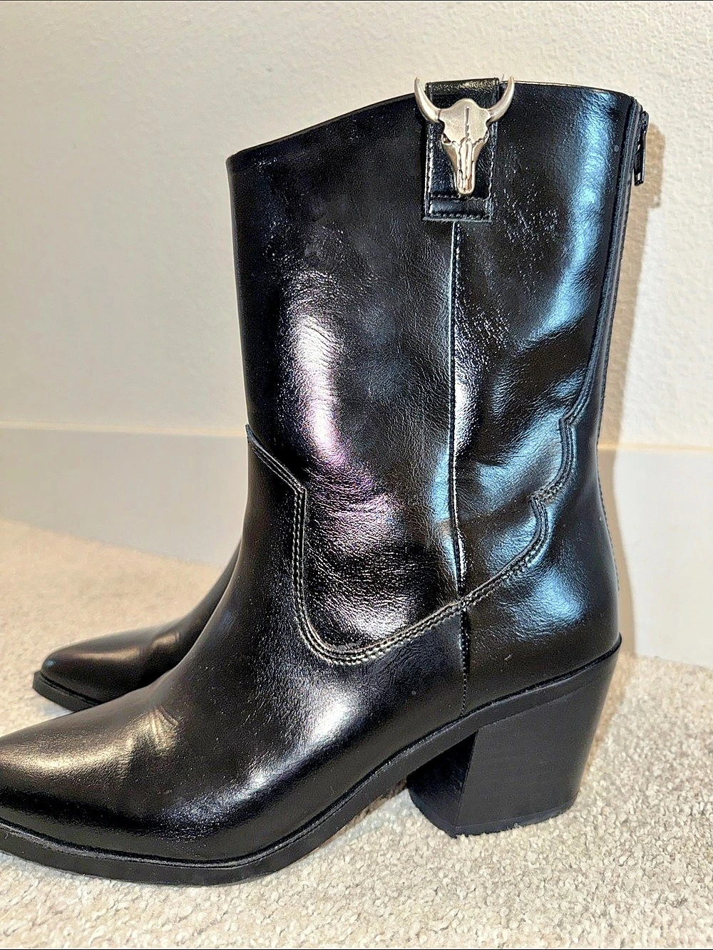 Western Black Heeled Boots